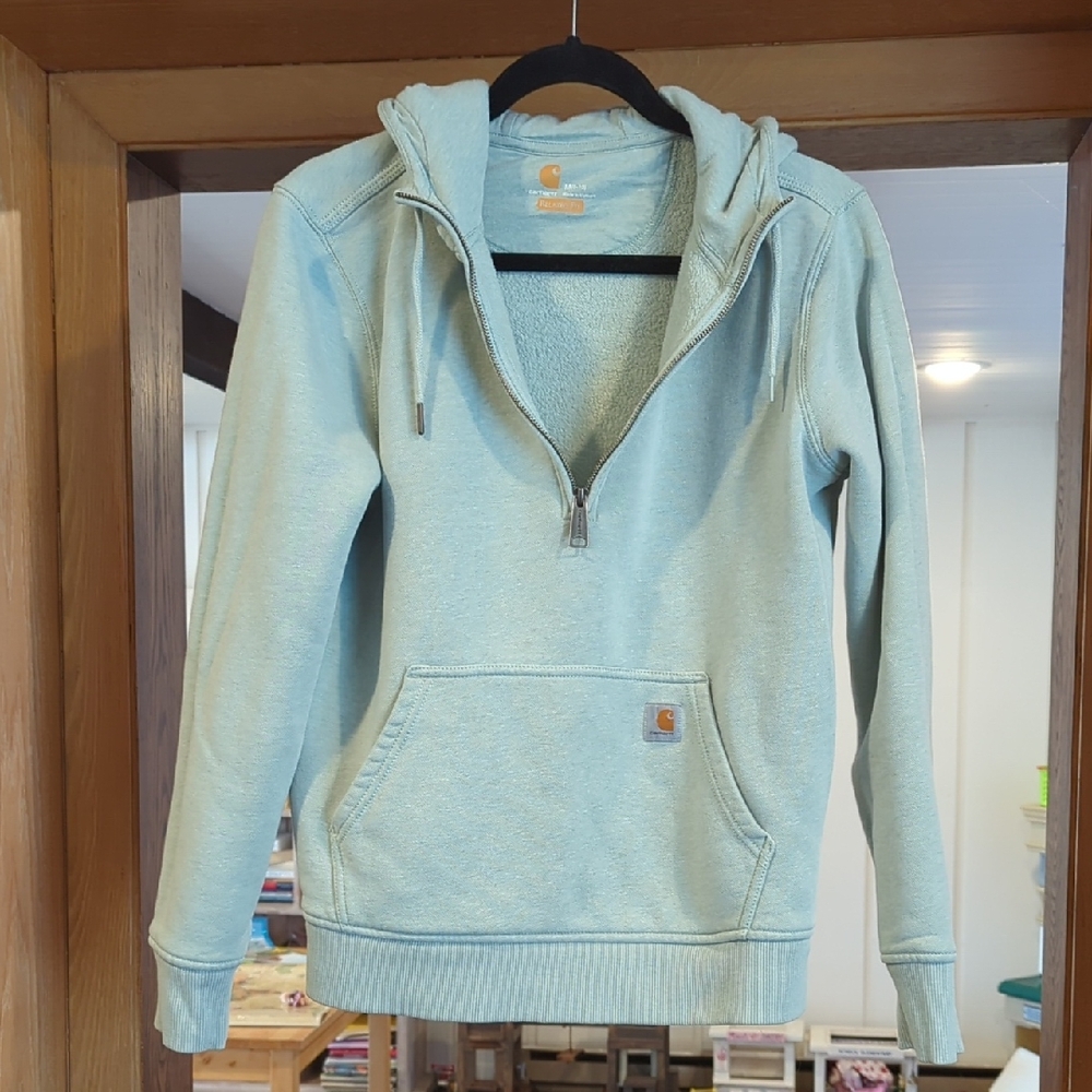 Carhartt Women's Sky Blue Half-Zip Sweater